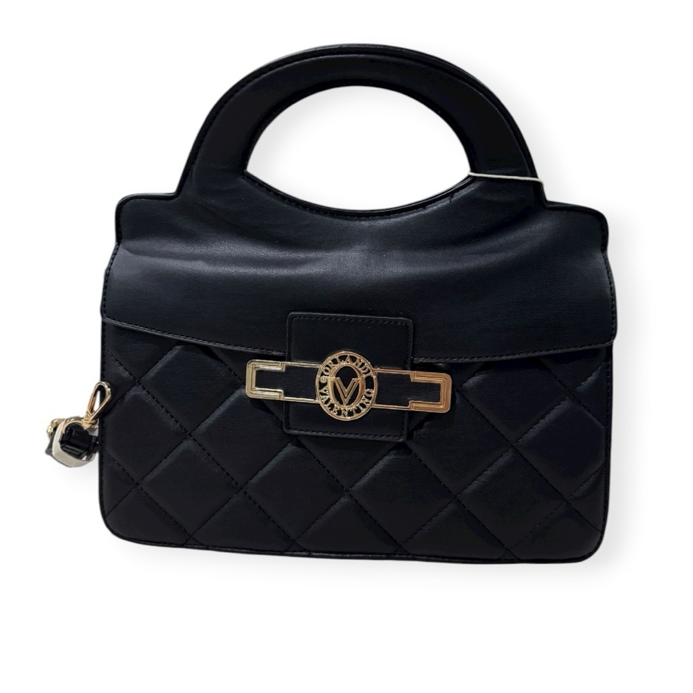 Black Quilted Handbag w/ Gold Hardware – Crossbody & Top Handle Bag